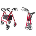 Heavy Duty Upright Rollator Walker with Padded Seat, Backrest, Height Adjustable Black & Red S237