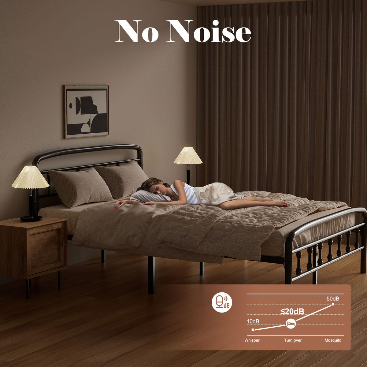 Full Size Metal Bed Frame with Headboard E45492