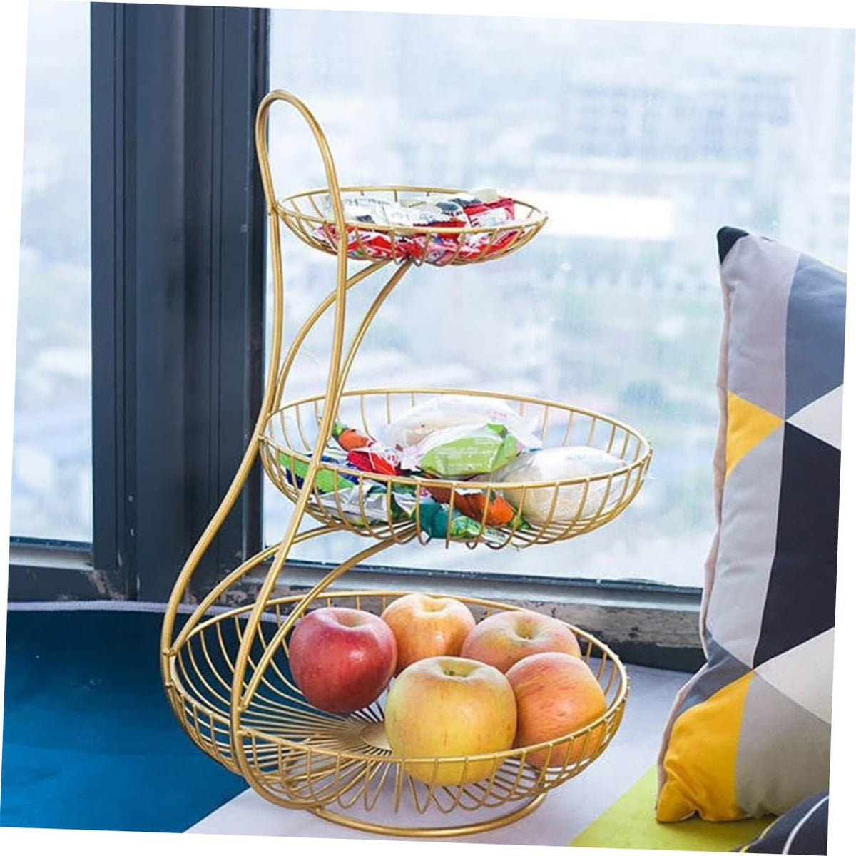 Black 3-Tier Iron Fruit Basket A35393