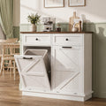 White Double Tilt Out Trash Can Cabinet with 2 Drawers U94547