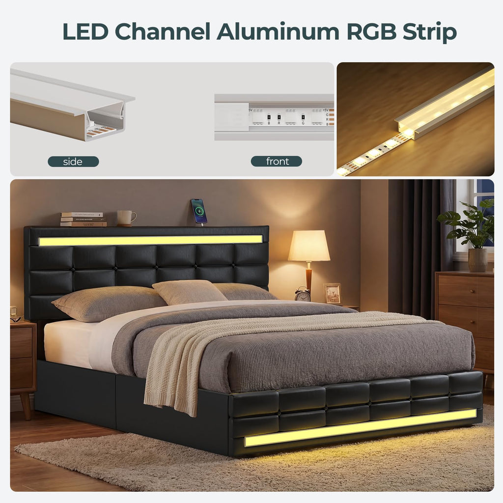 Queen Bed Frame with 4 Storage Drawers G625