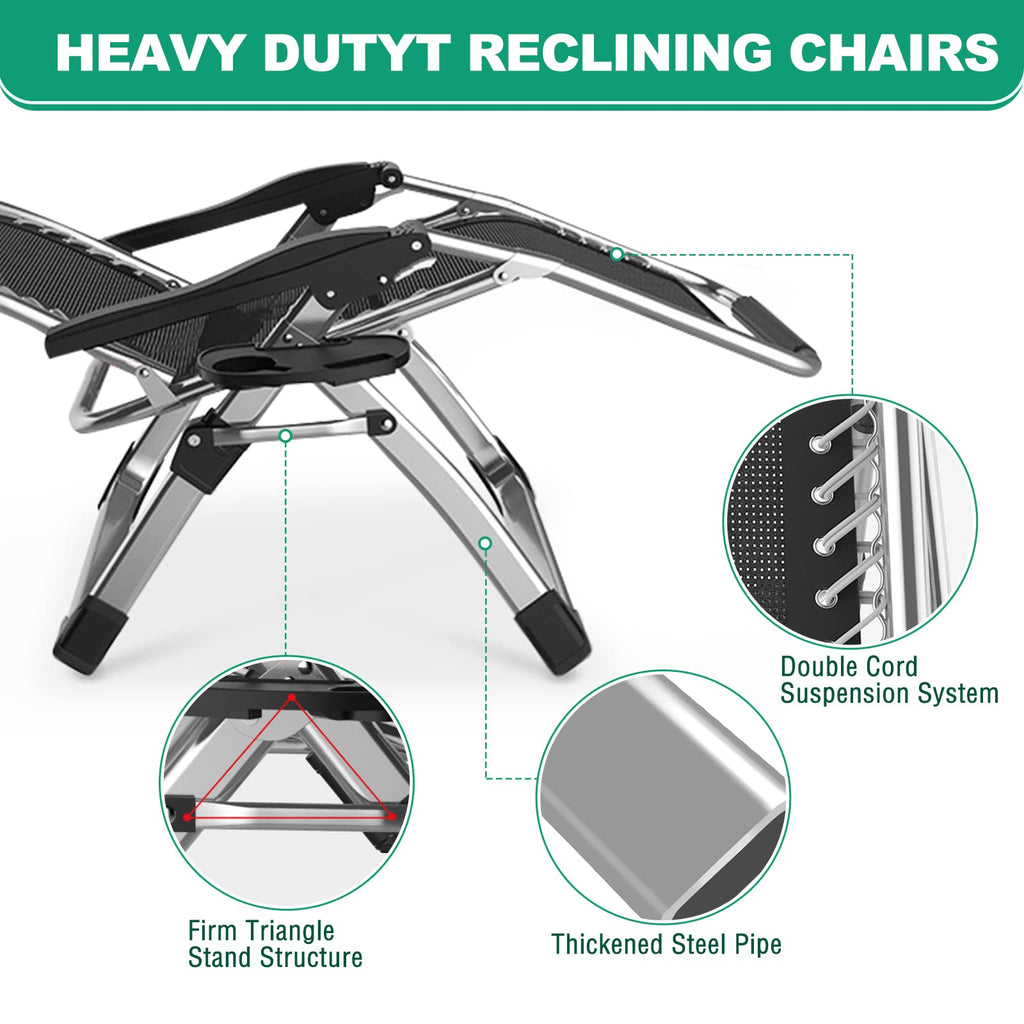 Zero Gravity Folding Lounge Chair with Cushion and Cup Holder O243