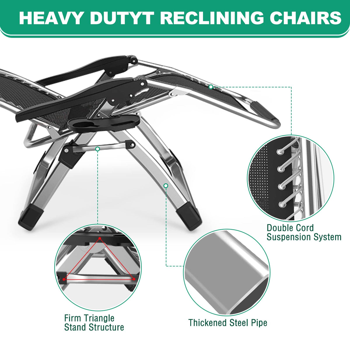 Zero Gravity Folding Lounge Chair with Cushion and Cup Holder O243