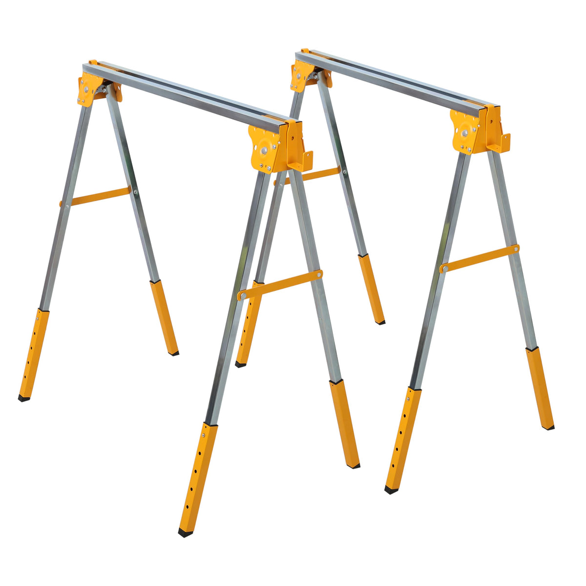 2 Pack Folding Adjustable Height Steel Saw Horses Y7389