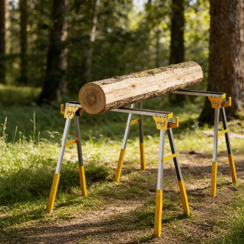 Heavy Duty Folding Sawhorses 2-Pack with 6 Height Adjustments R36543