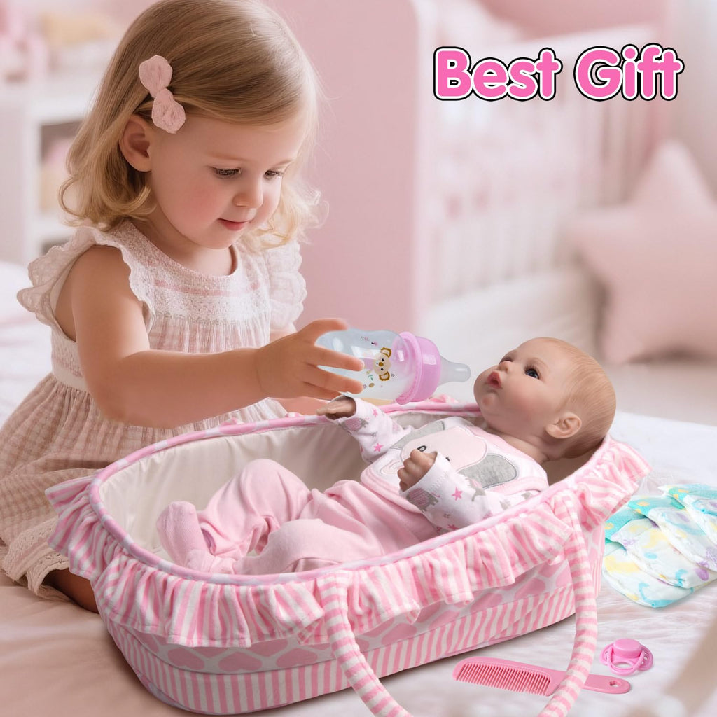 Reborn Baby Doll Clothes with Bassinet for 18-22 Inch Dolls H335