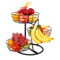 Fruit Basket Bowl with Banana Hanger, 3-Tier Metal Base Q989782