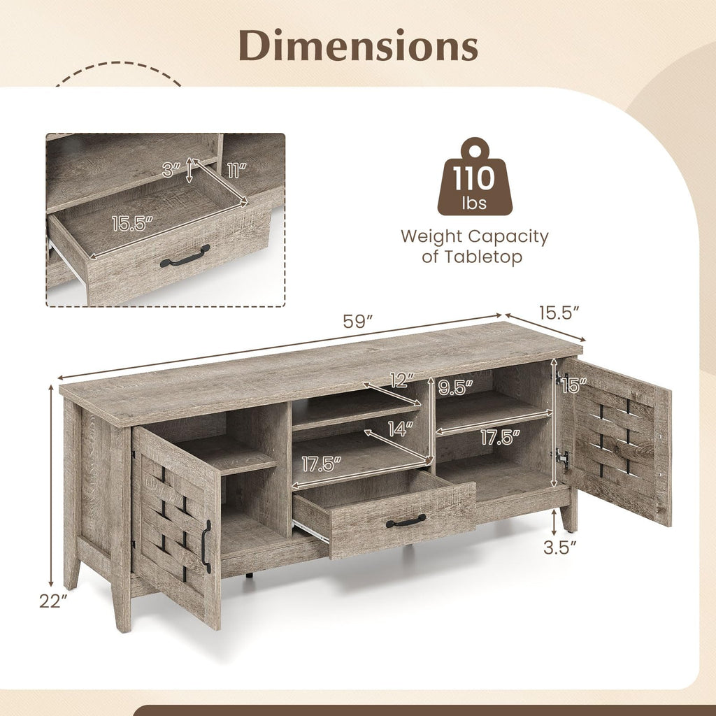 Farmhouse 59" Wood TV Stand with Storage Drawer N837751