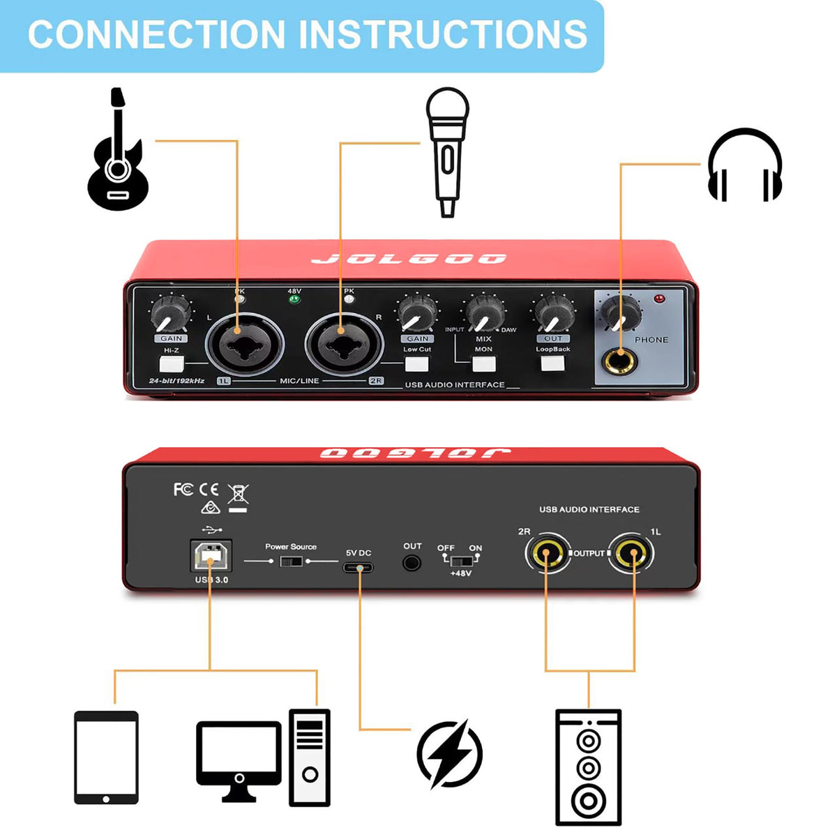 USB Audio Interface, Red 24-Bit/192kHz T784
