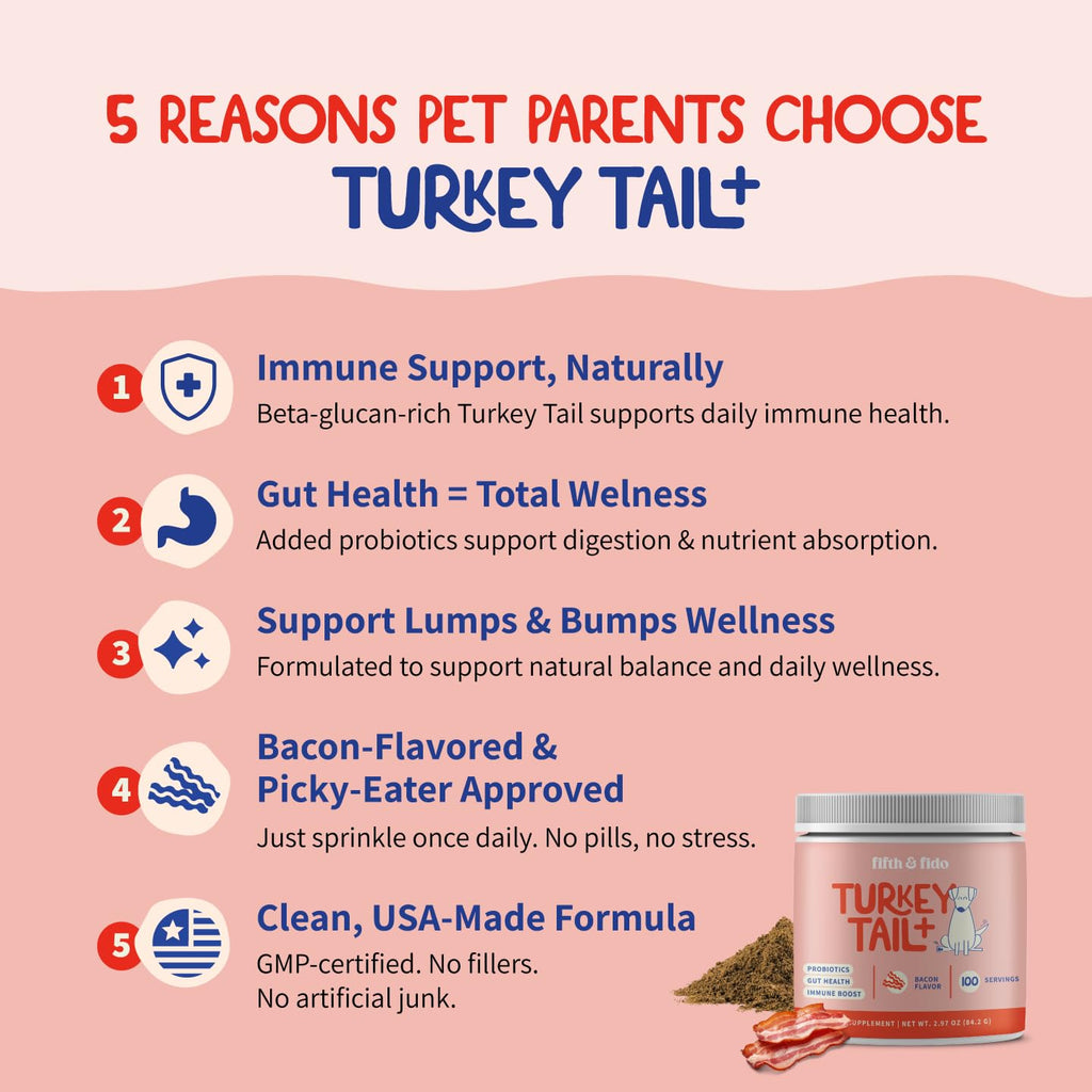Turkey Tail Mushroom for Dogs Bacon Powder Probiotic R432