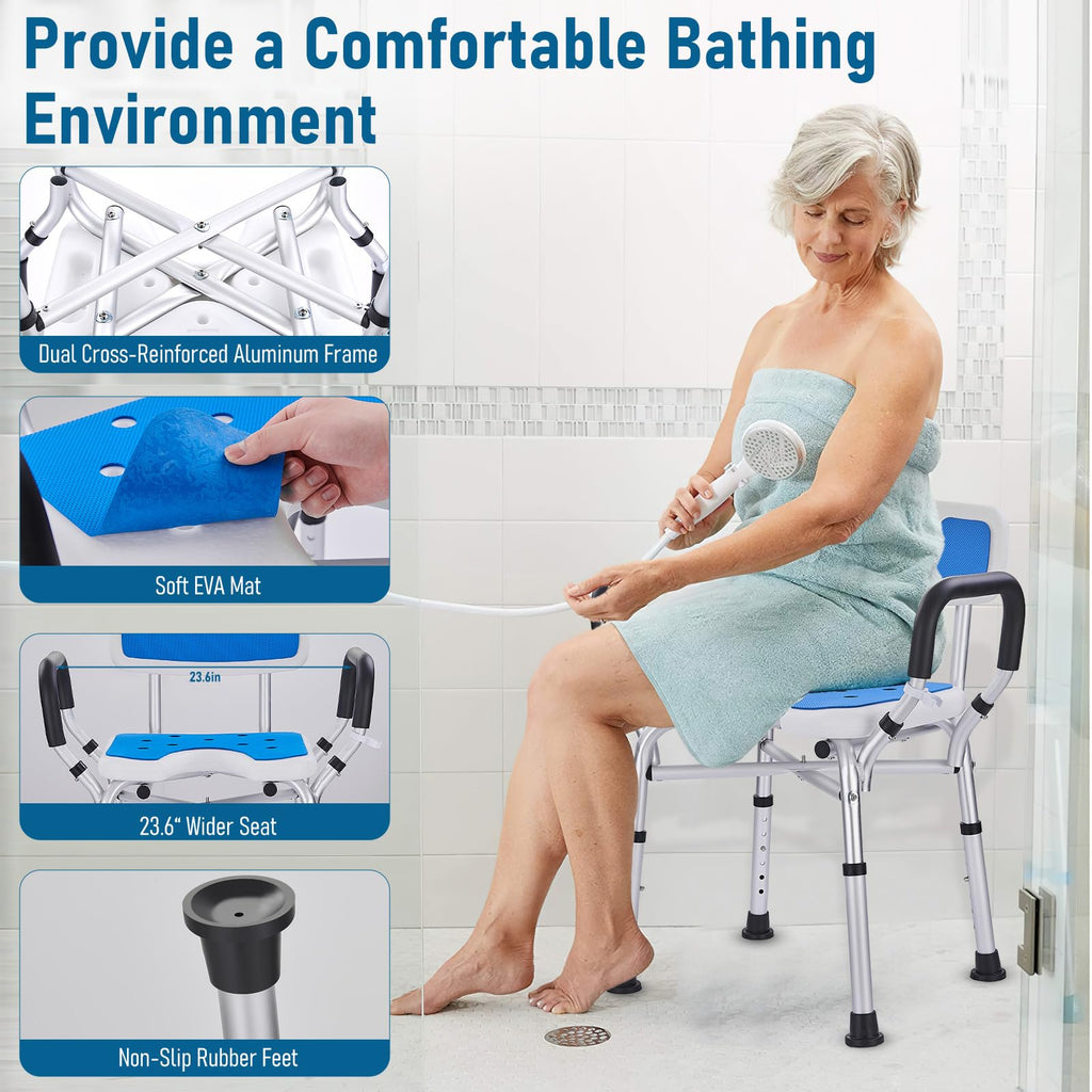 Shower Chair with Arms and Back, U-Shaped Seat N872414