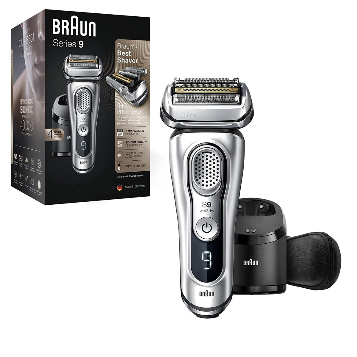 Electric Razor for Men, Waterproof Foil Shaver, Wet & Dry Shave, Silver N381