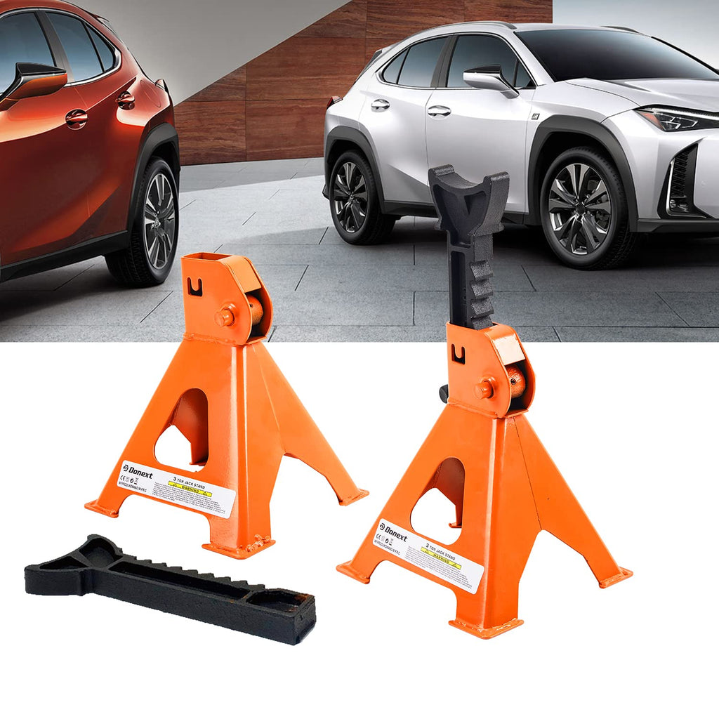 Steel Floor Jack and Orange Jack Stands Y7665