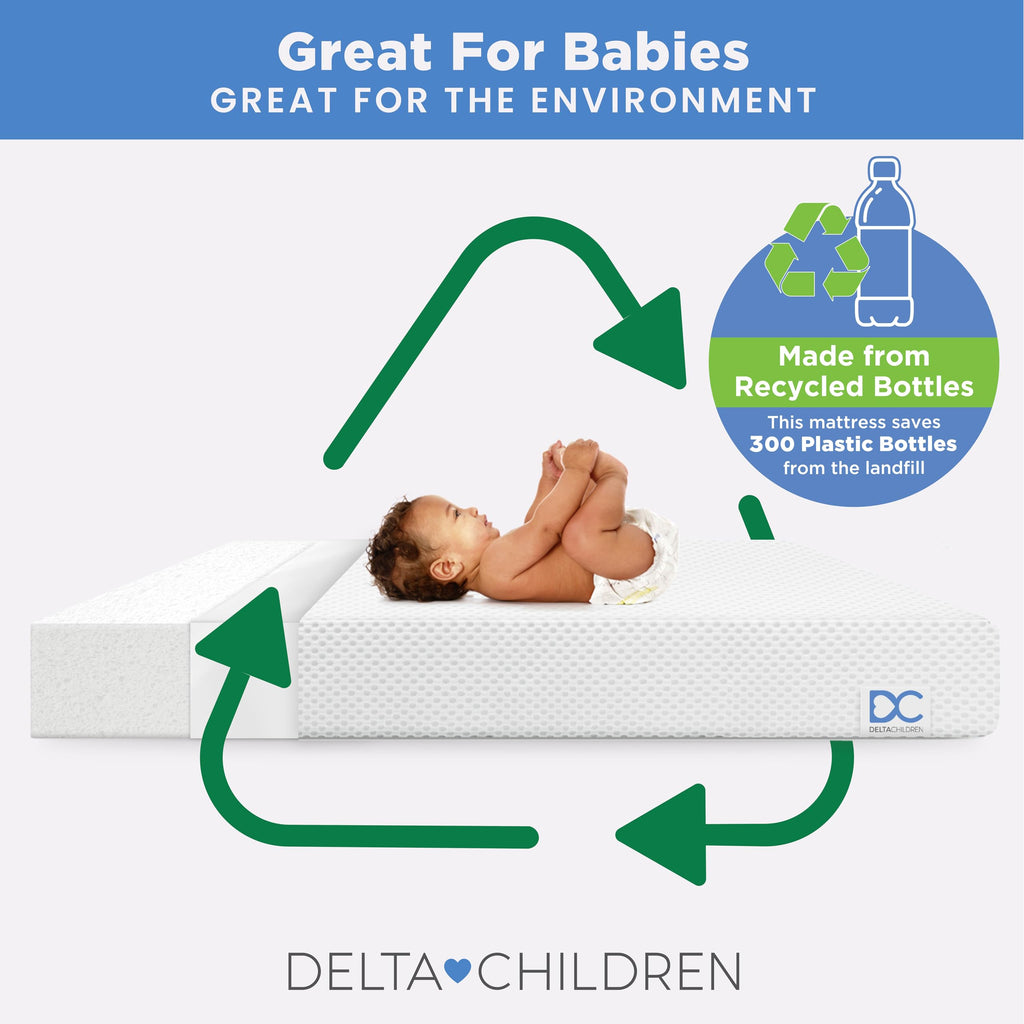 White Crib and Toddler Mattress with Removable Machine-Washable Cover X882