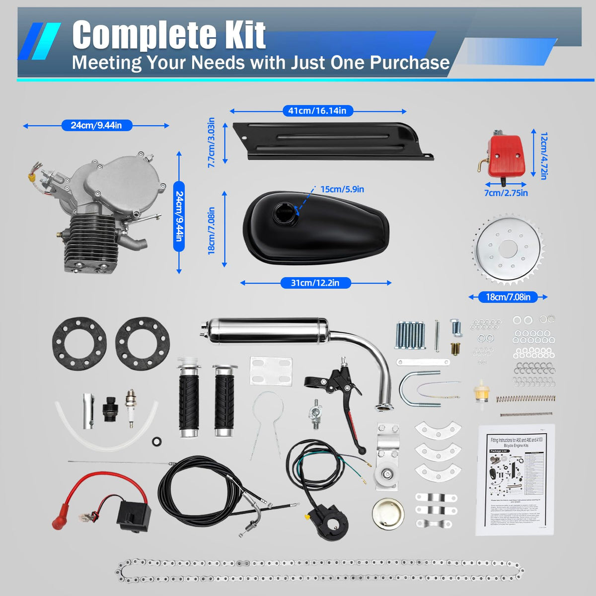 2-Stroke 100cc Bicycle Engine Kit X6200