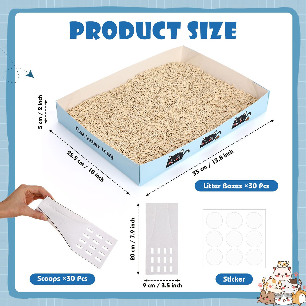 30 Pack Disposable Litter Boxes with Scoop G553