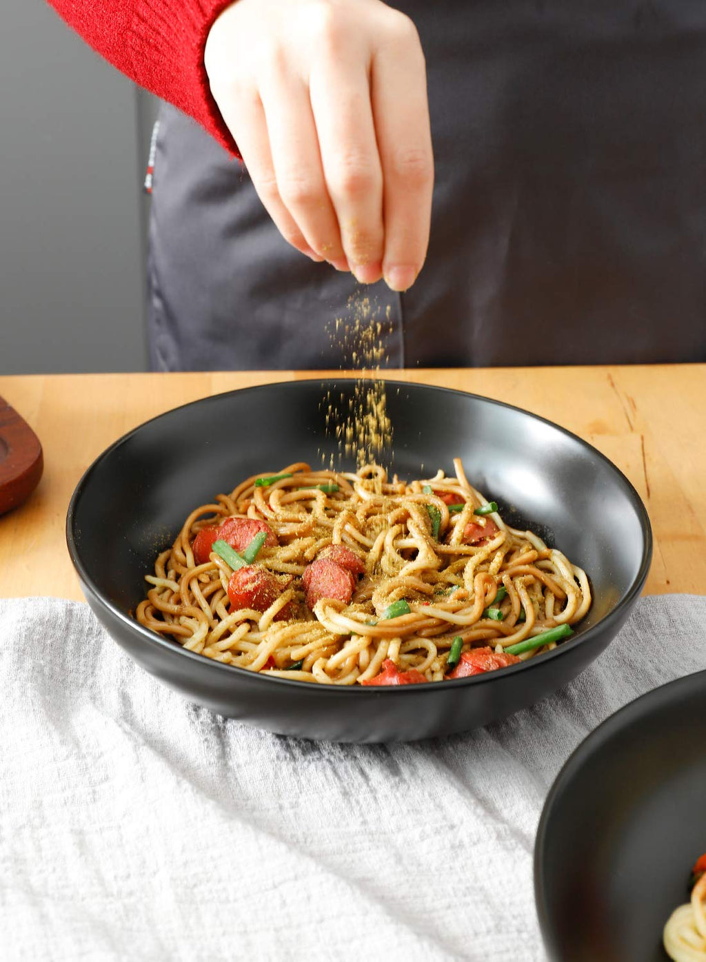 Matte Black Porcelain Pasta Bowls Set of 4 J6958