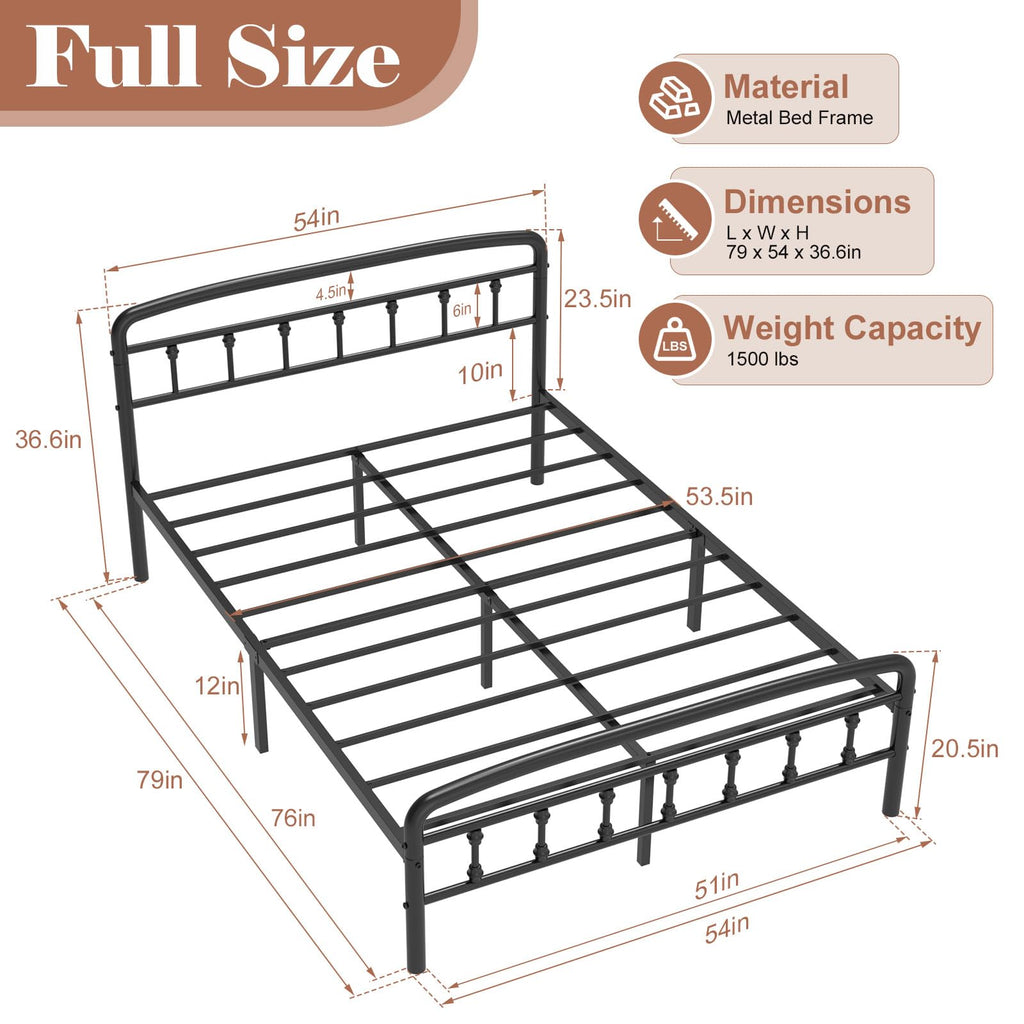 Full Size Metal Bed Frame with Headboard E45492