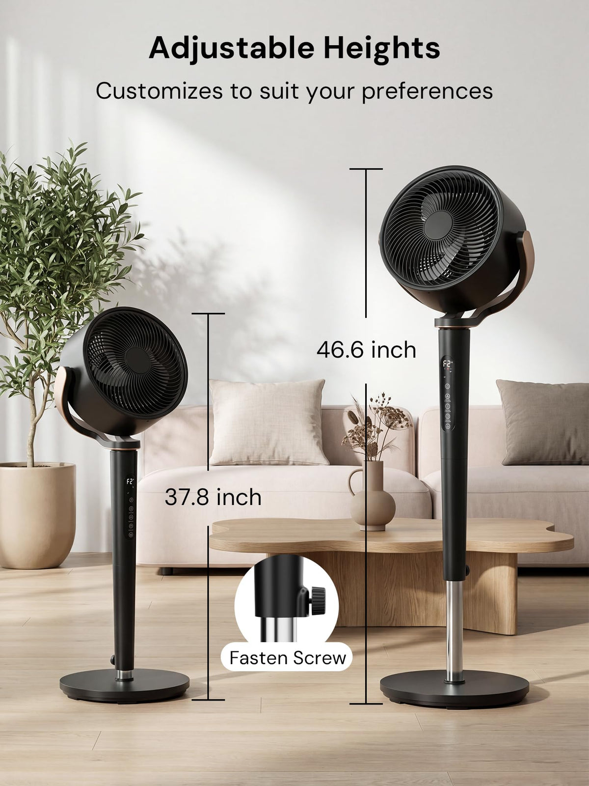 Black Adjustable Pedestal Fan with Oscillation D5864