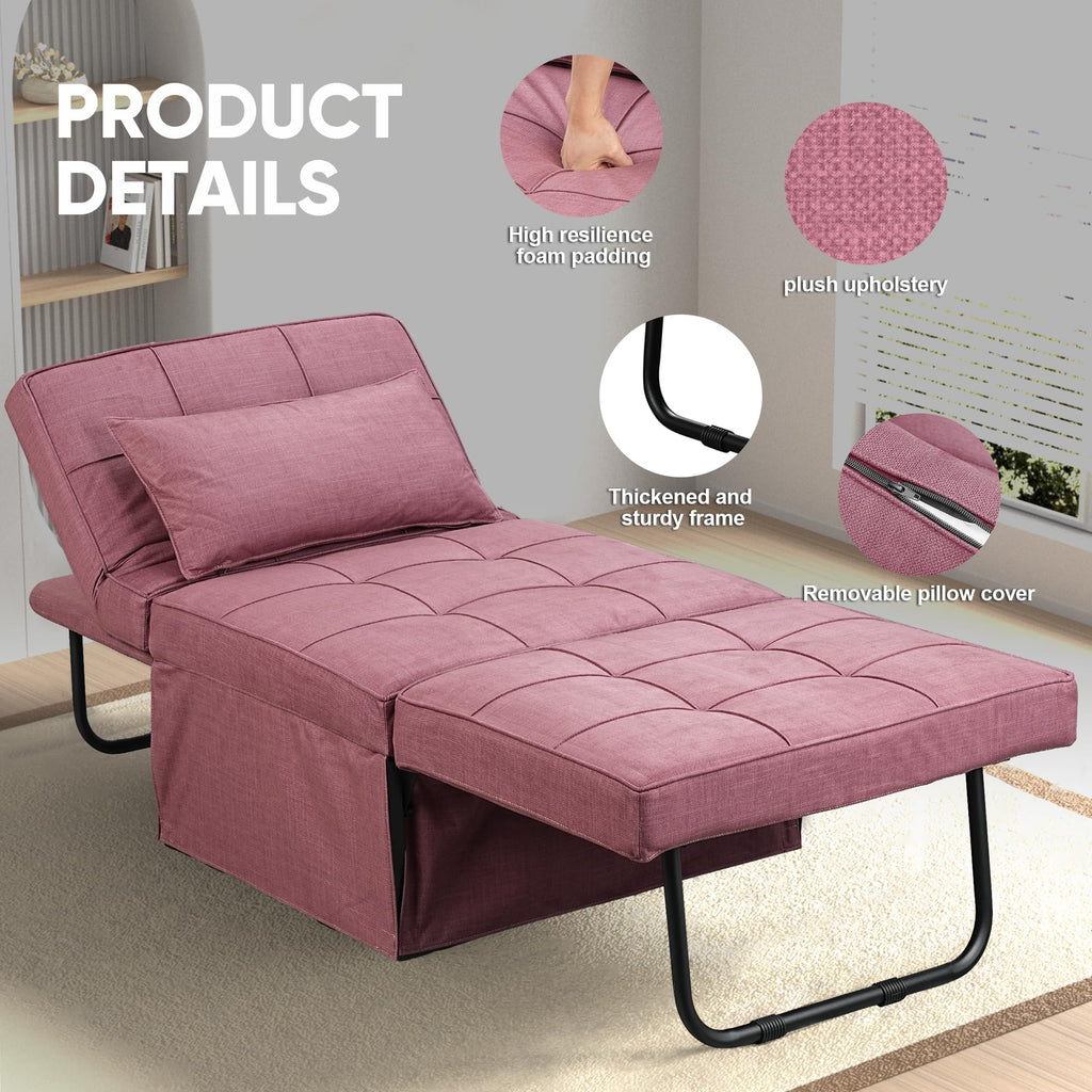 Pink Convertible Sofa Bed Z732