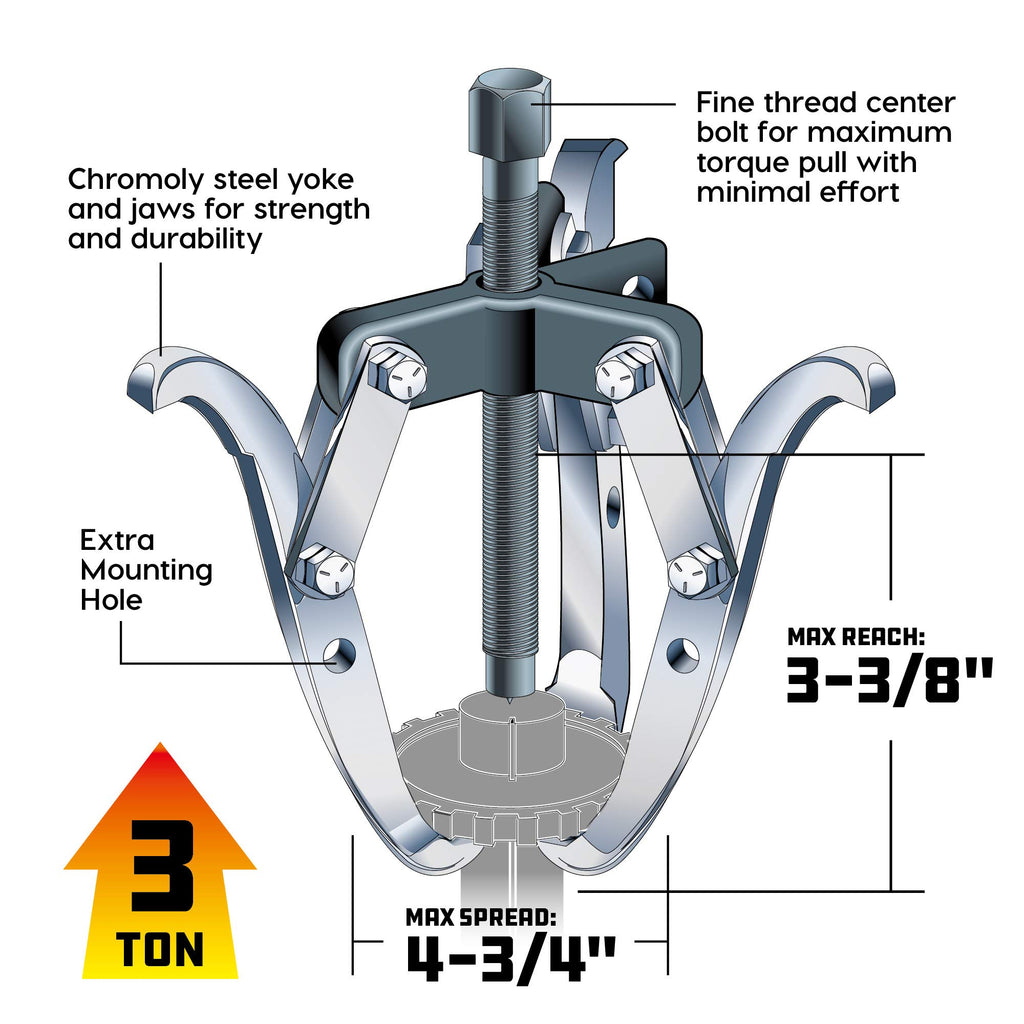 2/3 Jaw Reversible Gear Puller Set, 4-Inch B108957