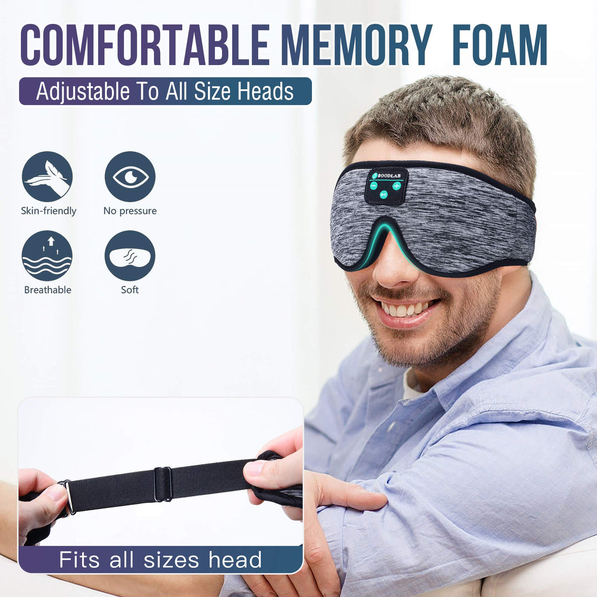 3D Sleep Mask with Bluetooth Headphones W68443