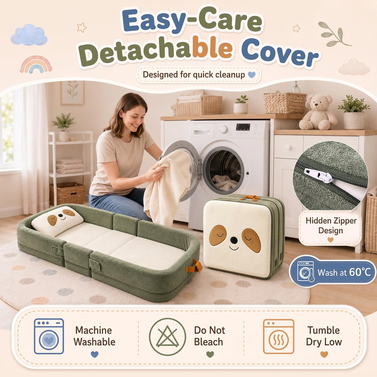 Foldable Portable Toddler Travel Bed with Pillow J25127