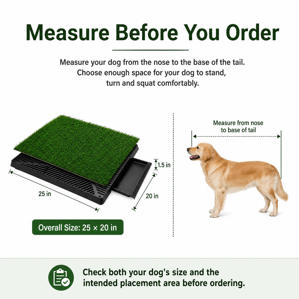 25 x 20 in Dog Grass Pad with Tray E79474