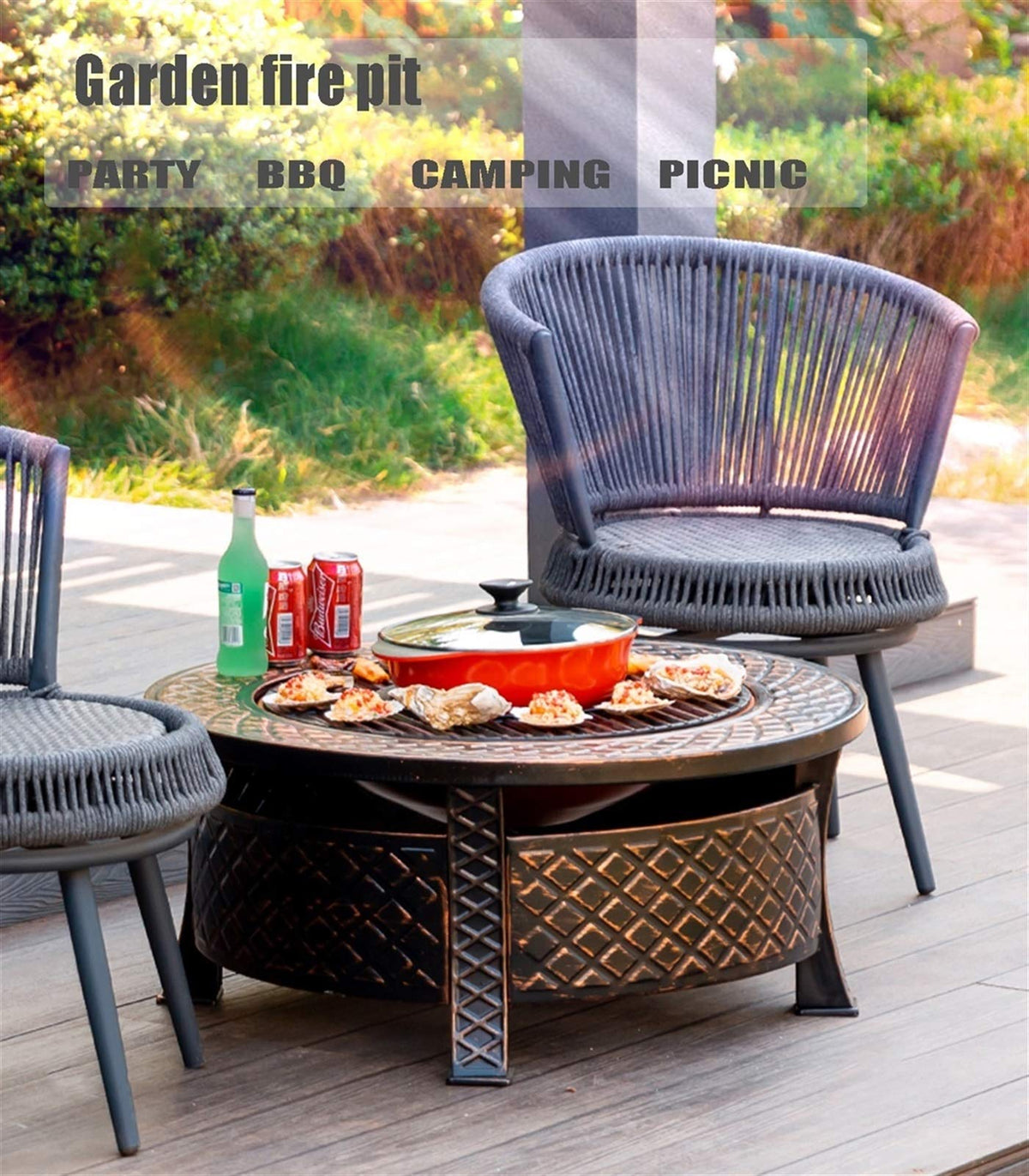 Wood-Burning Fire Pit Bowl with Spark Screen Y83901