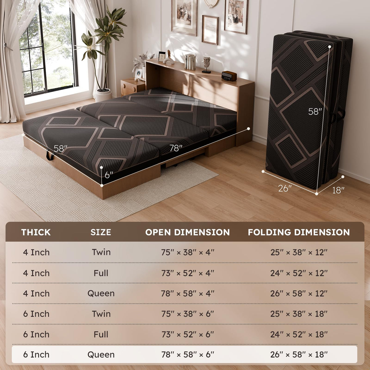 4 Inch Trifold Memory Foam Mattress A339153