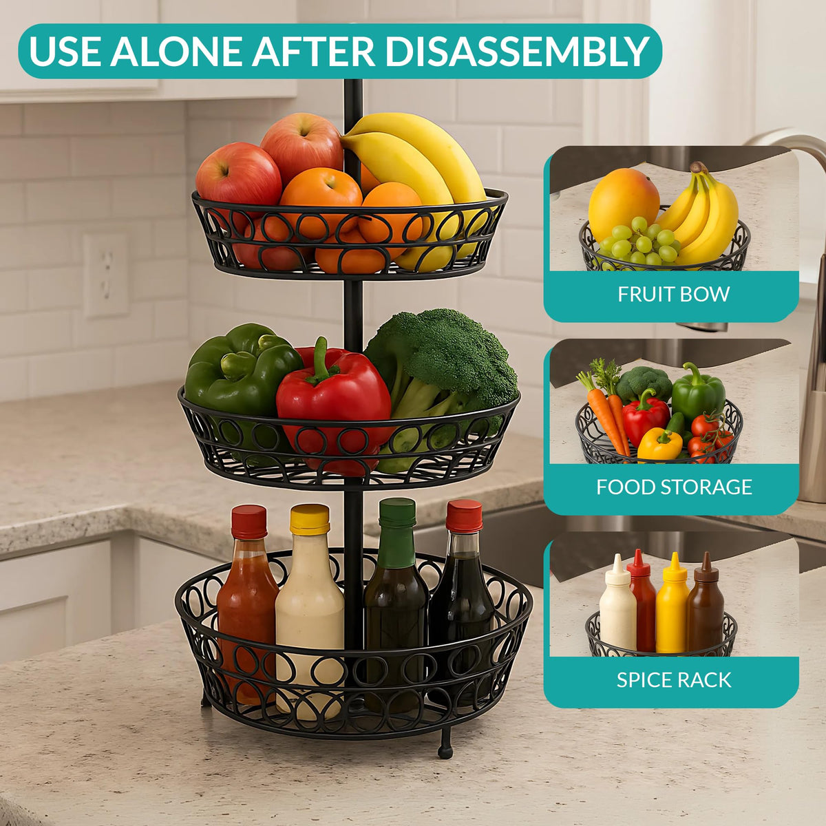 3-Tier Metal Fruit Basket F328