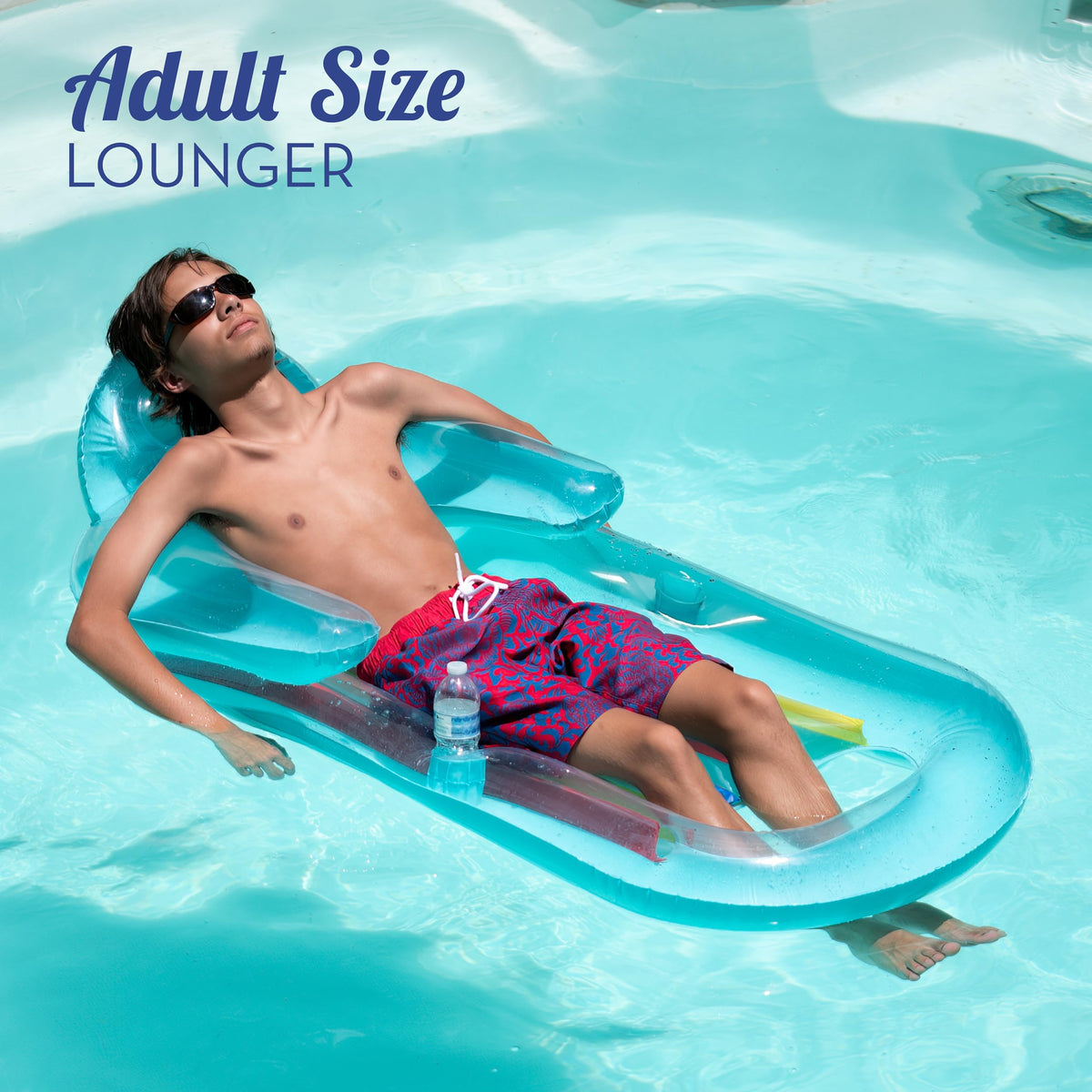 Adult Size Pool Floats Lounger with Cup Holder 2 Pack A79767