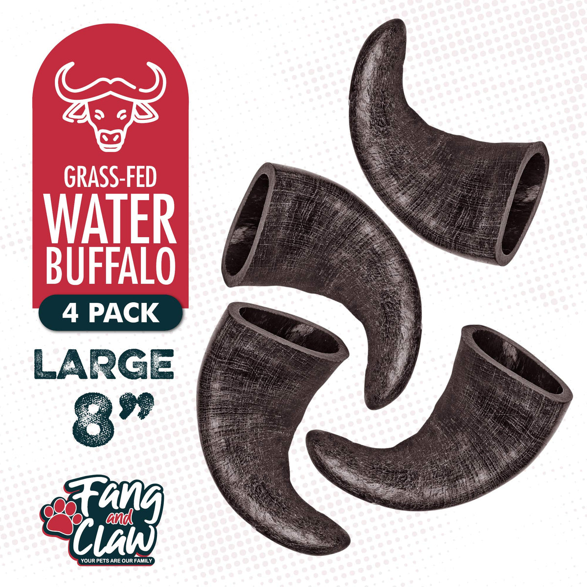 4 Pack Large 8-Inch Dog Horn Chews D175469