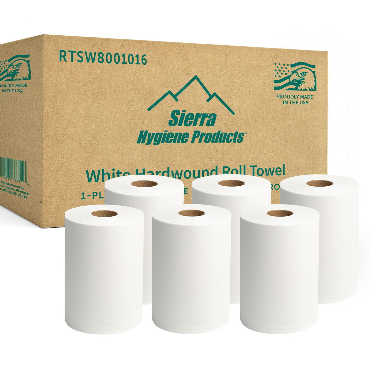 White 1-Ply Hardwound Paper Towels, 6 Rolls L3571