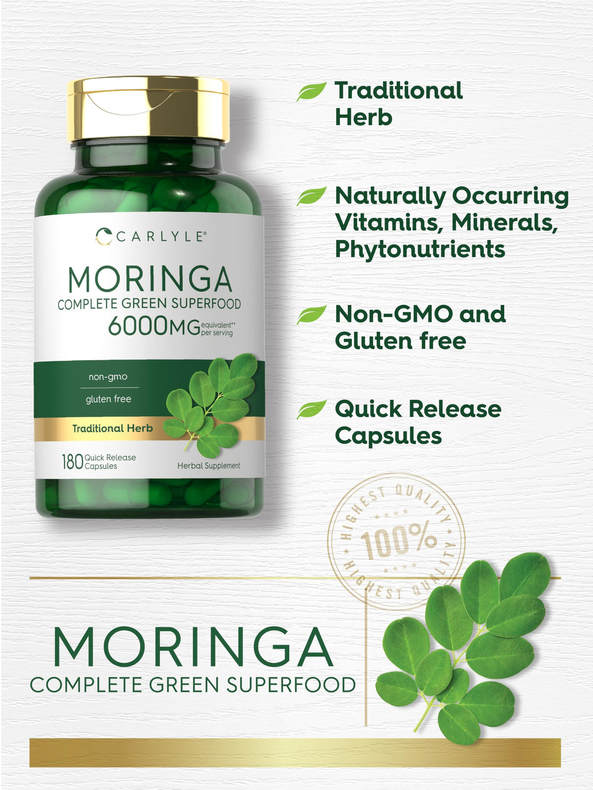 Moringa Oleifera Supplement 180 Capsules A300037