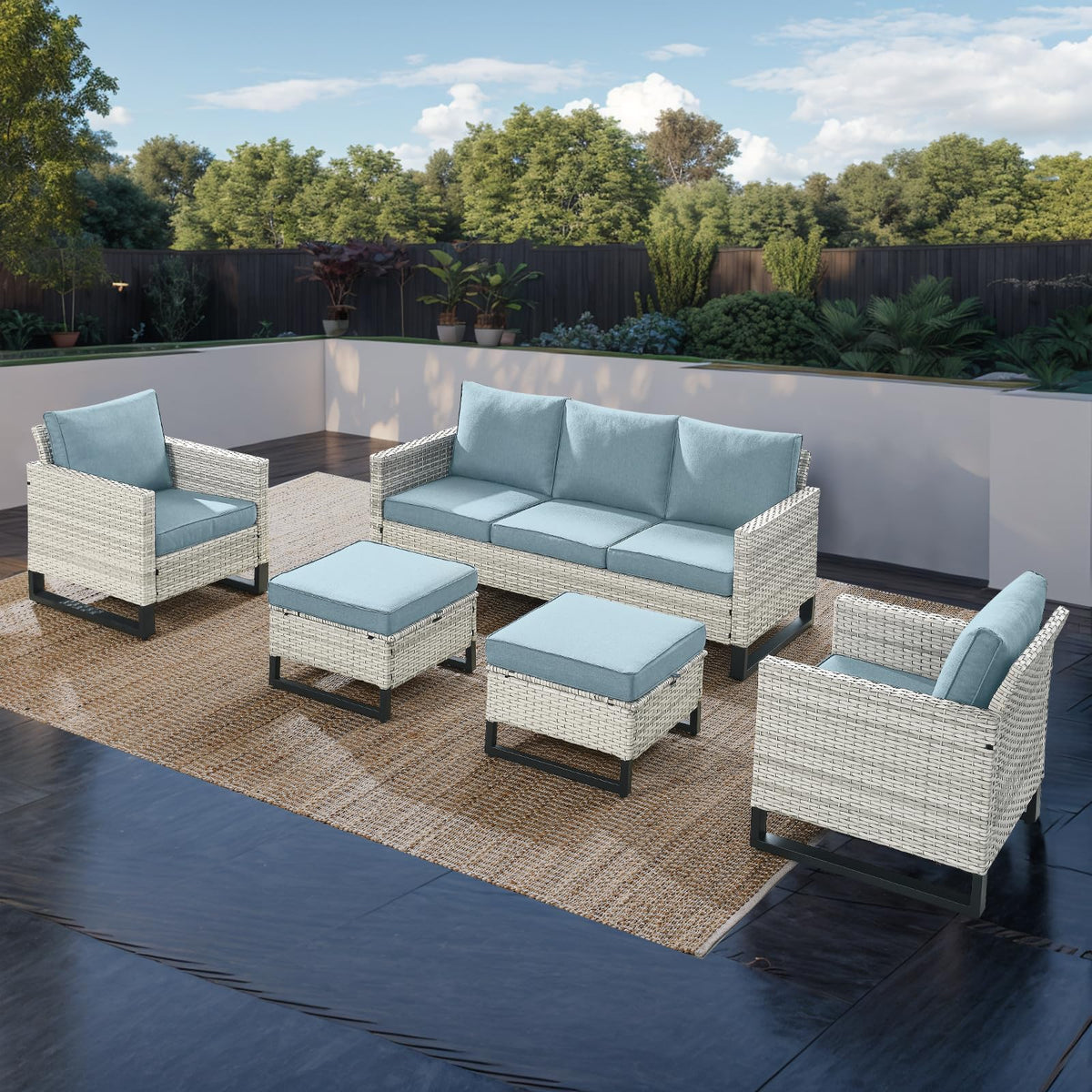 Wicker Patio Furniture Set of 5 F870