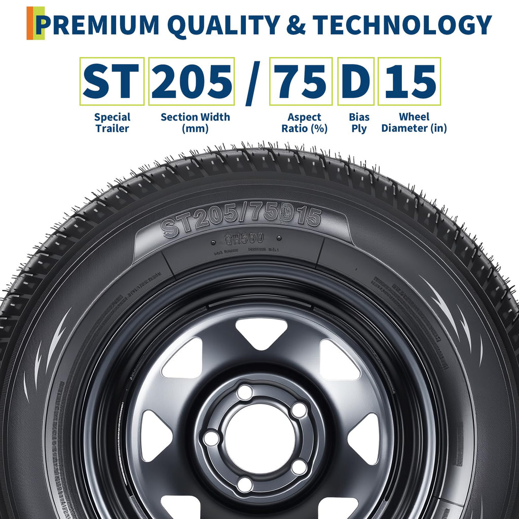 2-Pack ST205/75D15 Trailer Tires and 15" Rims A42709