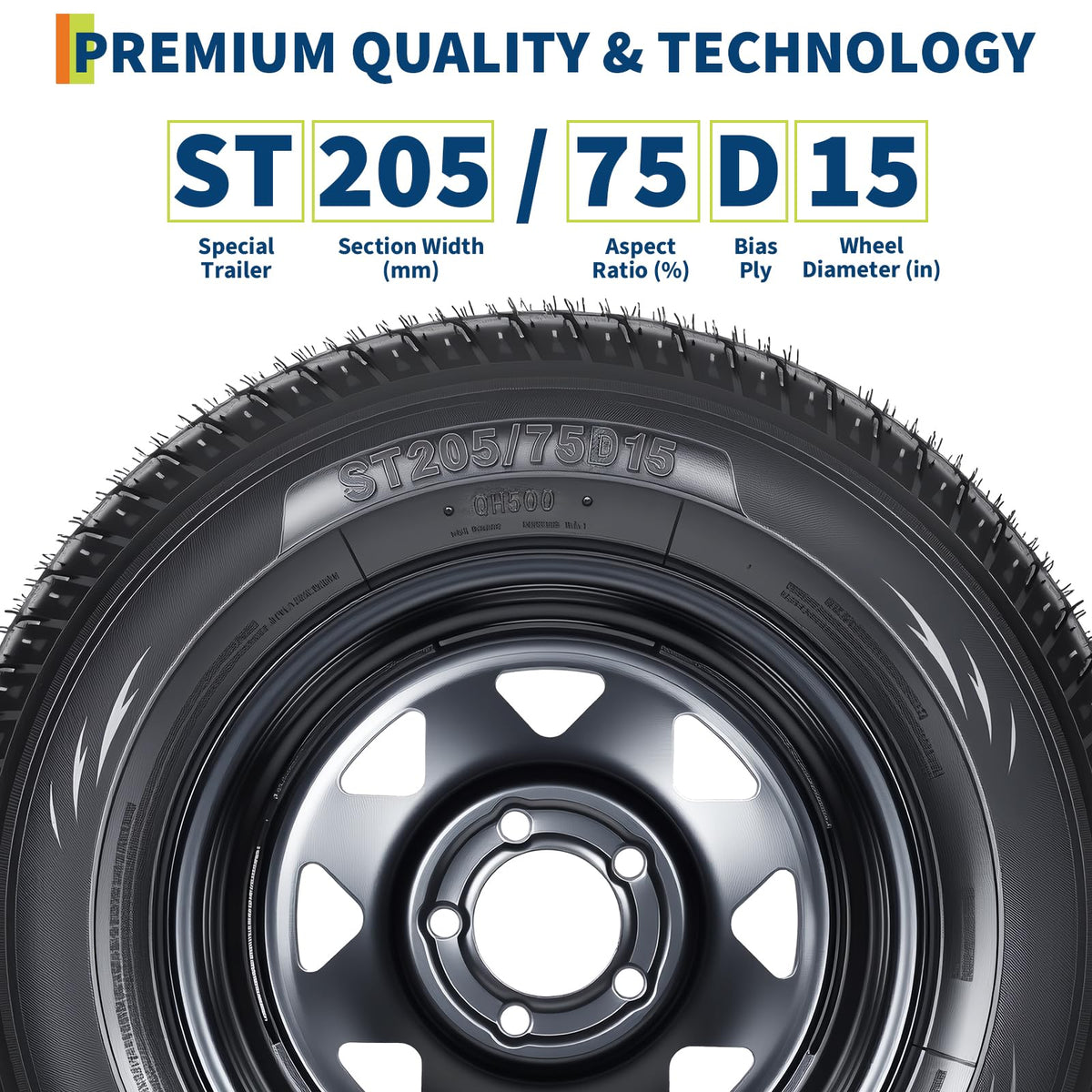 2-Pack ST205/75D15 Trailer Tires and 15" Rims A42709