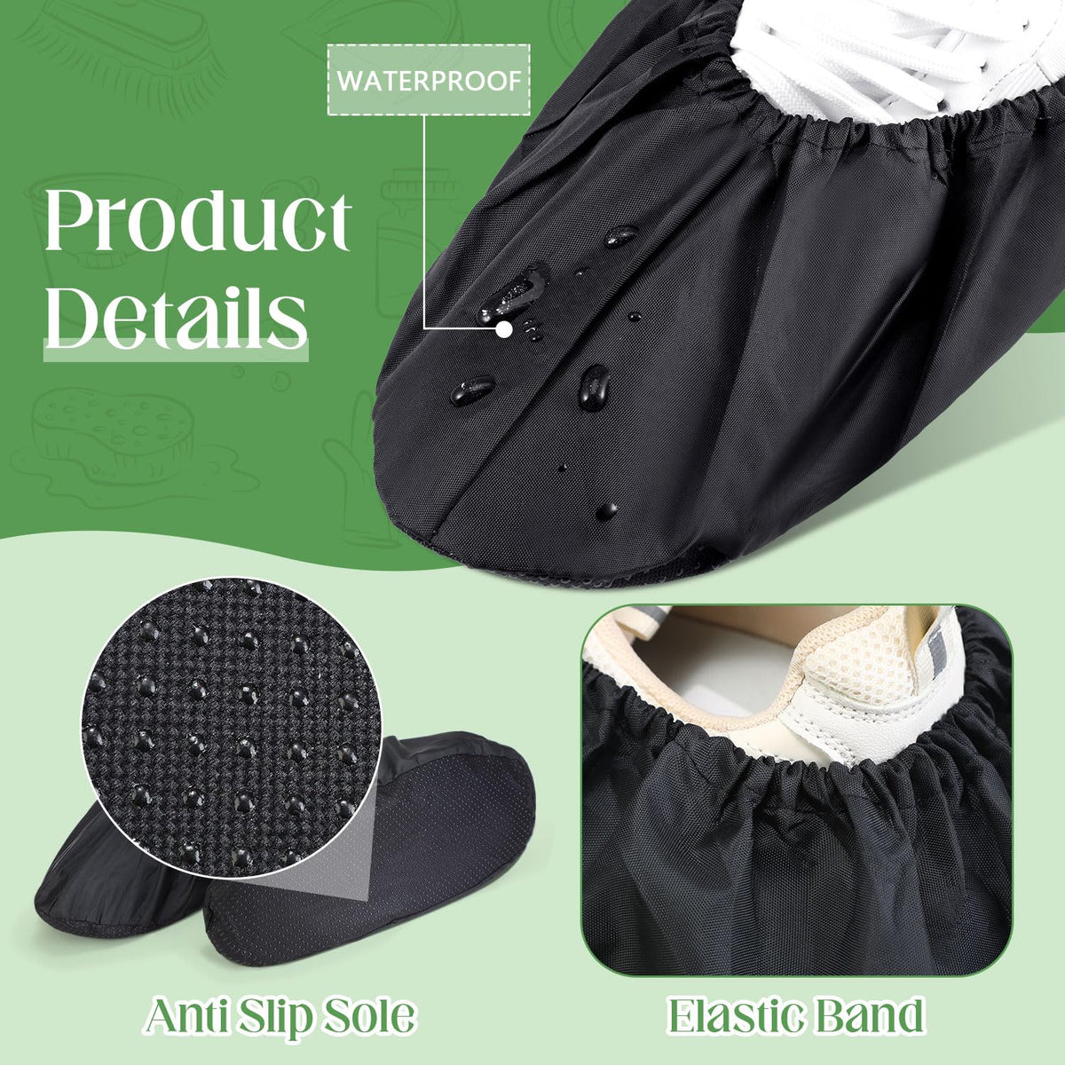 8 Pairs Reusable Waterproof Non Slip Shoe Covers X-Large C80435