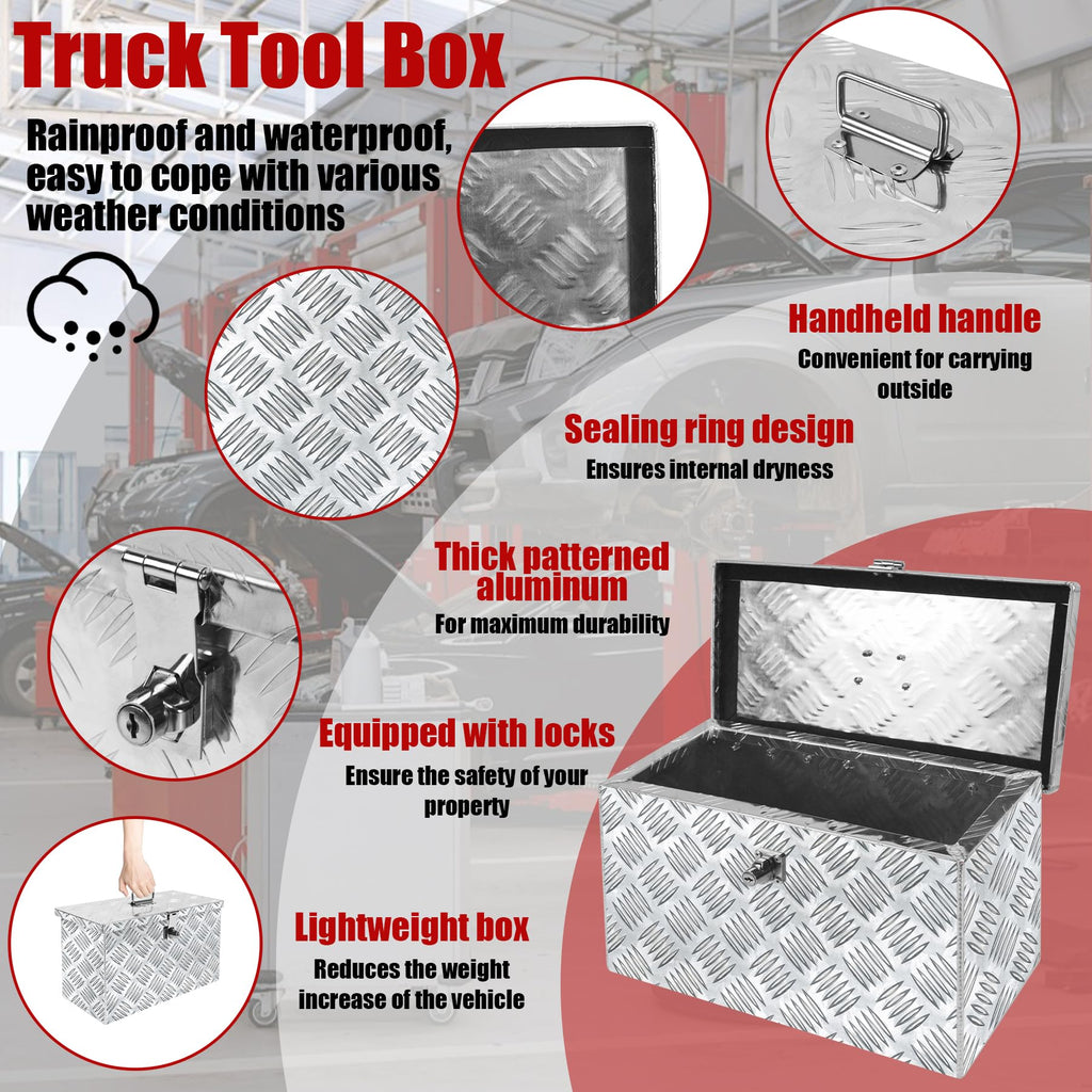 16 Inch Aluminum Waterproof Truck Tool Box with Lock and Keys Y99998