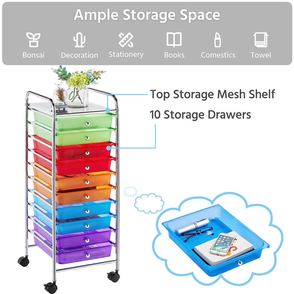 10 Drawer Rolling Storage Cart with Wheels X457