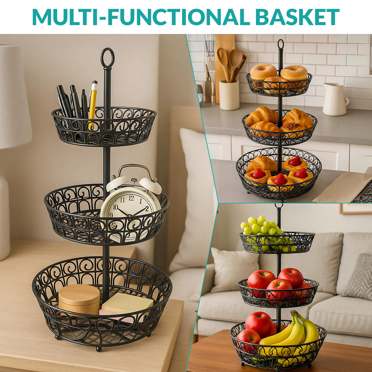 3-Tier Metal Fruit Basket F328