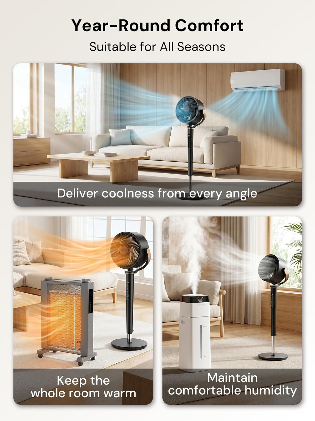 Black Adjustable Pedestal Fan with Oscillation D5864