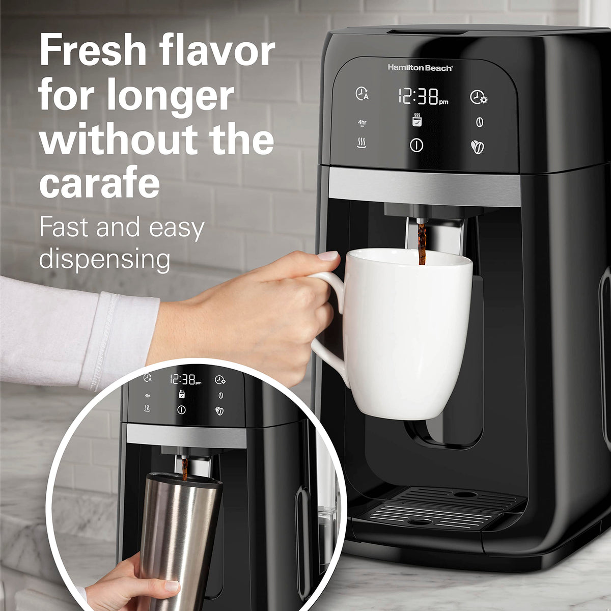 Programmable Dispensing Drip Coffee Maker with 14 Cup Brew Pot, Black I848