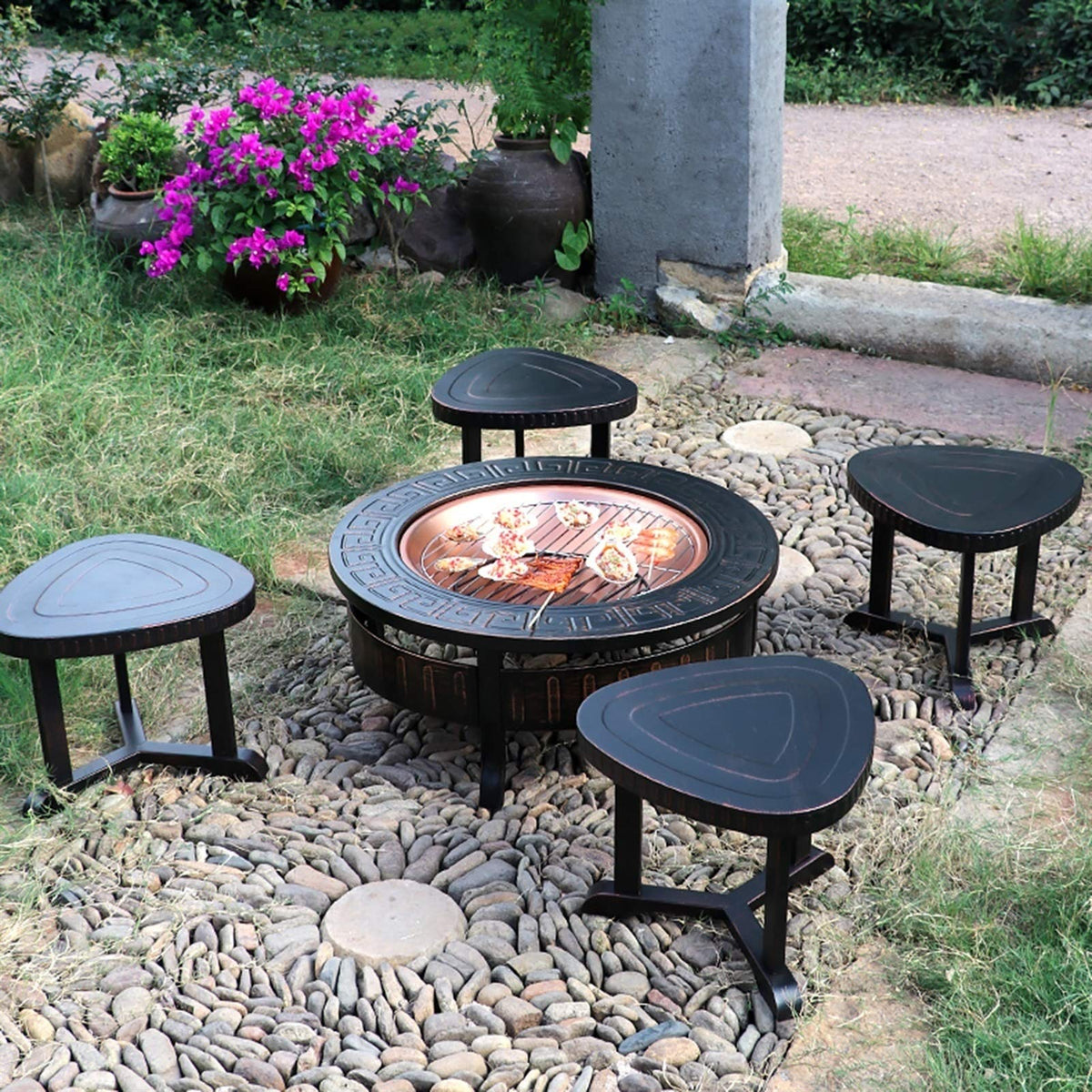 Wood-Burning Fire Pit Bowl with Spark Screen Y83901