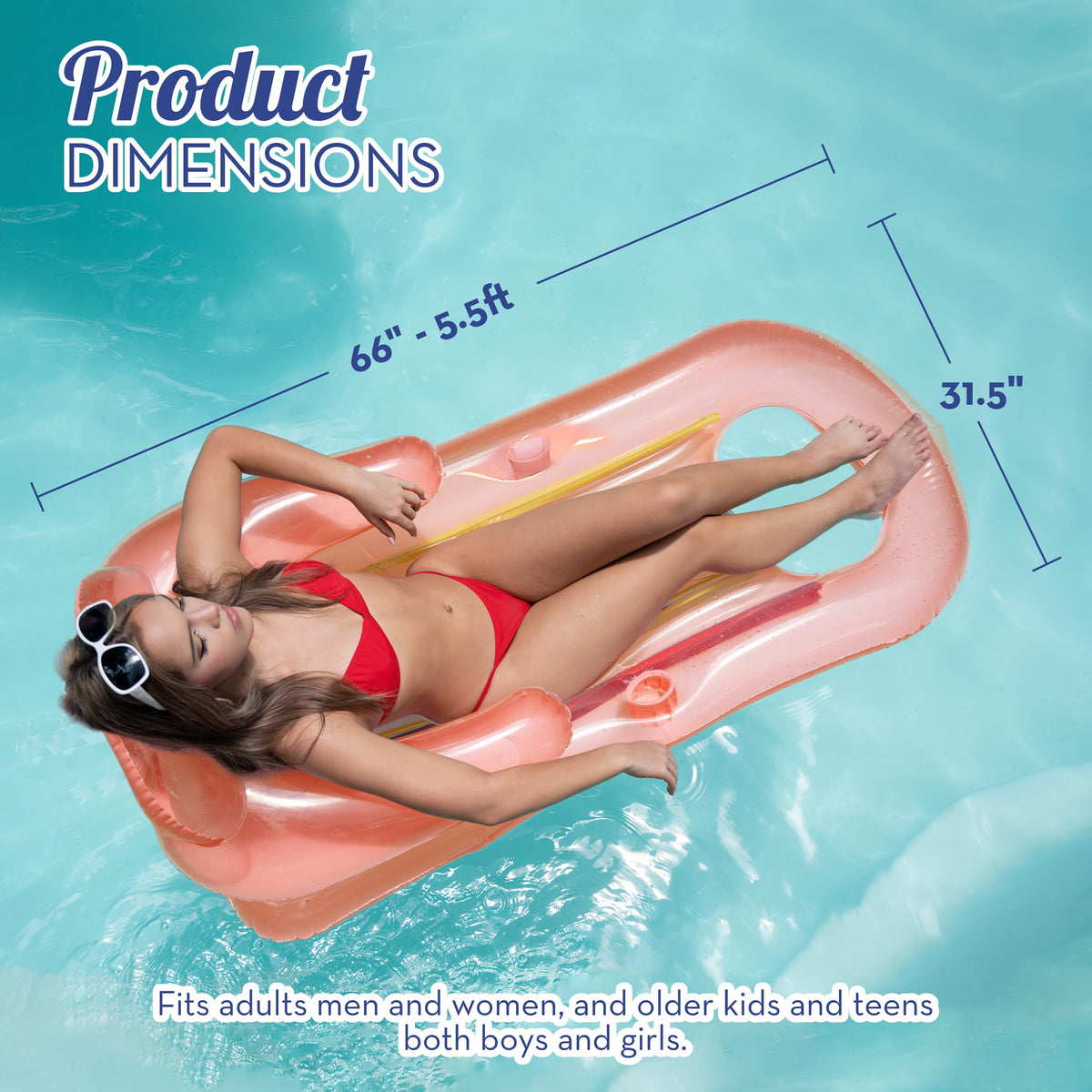 Adult Size Pool Floats Lounger with Cup Holder 2 Pack A79767
