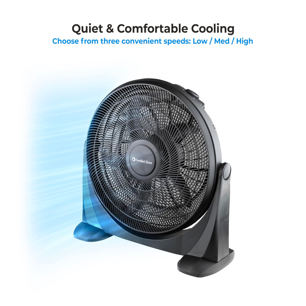 20-Inch High-Velocity Floor Fan with 3 Speeds, Black D43406