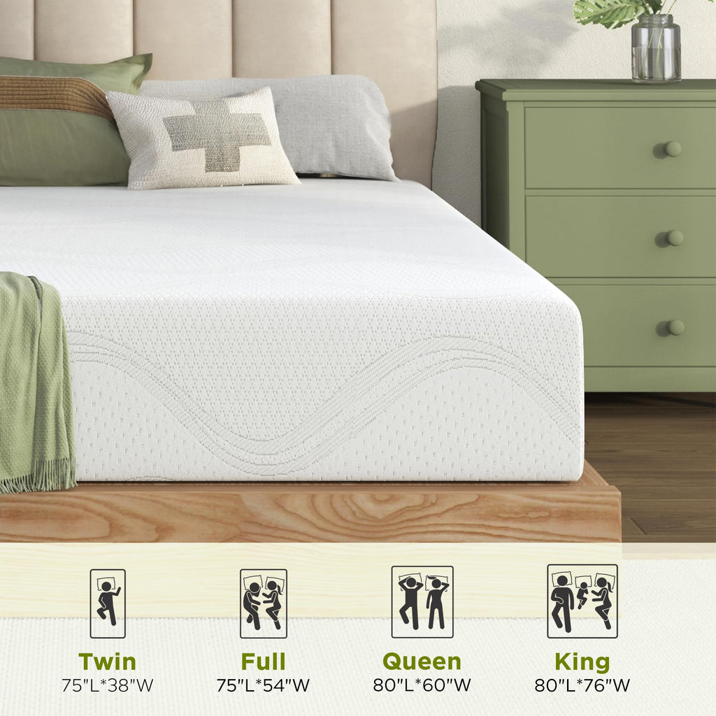 6 Inch Green Tea Gel Memory Foam Mattress Z108