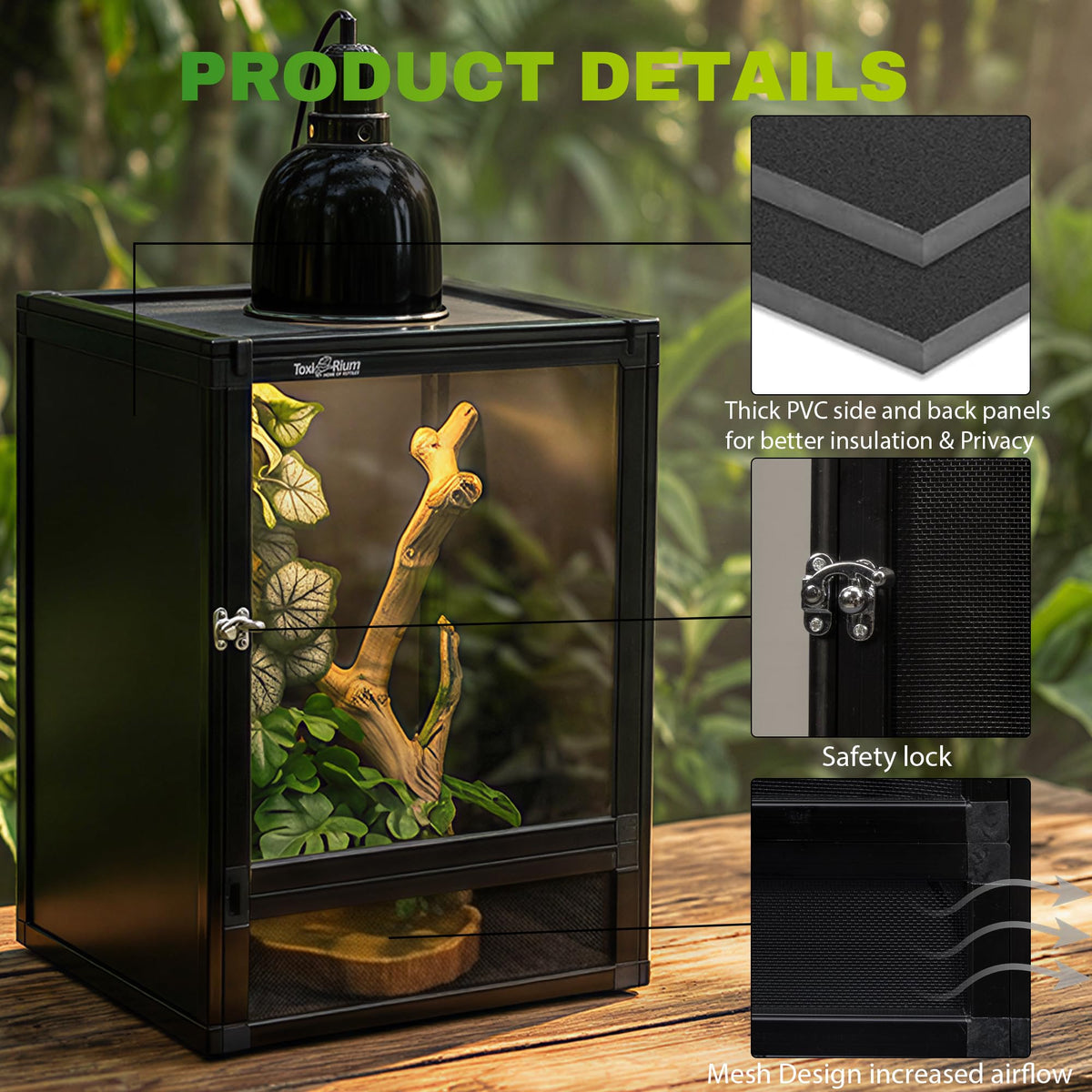 12"x12"x18" PVC Reptile Terrarium with Screen & Acrylic Doors S8992