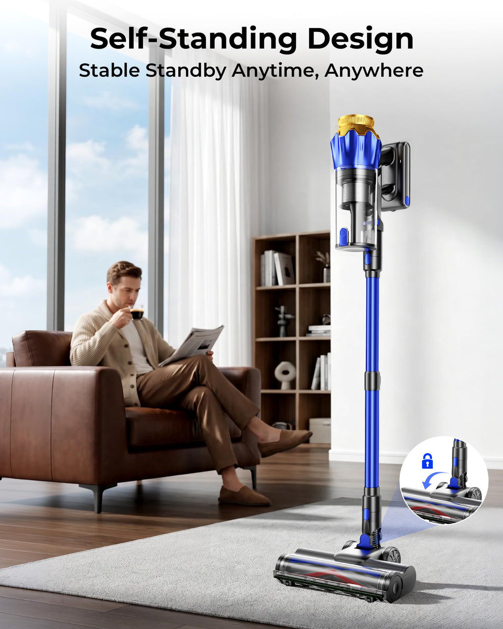650W 55KPa Cordless Stick Vacuum Cleaner with Anti-Tangle Brush F796980